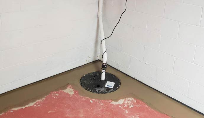 Newly installed basement sump-pump system