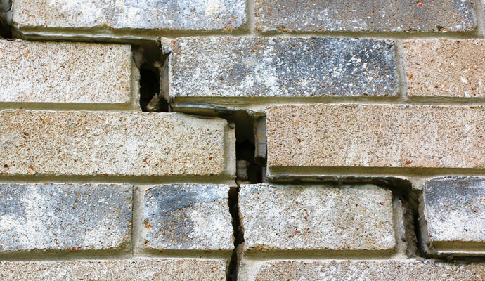 Brick wall structural crack