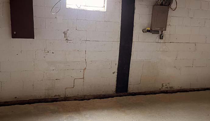 Old cracked basement wall